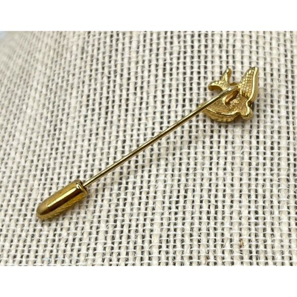 Bird in Flight Stick Pin Vintage Gold Tone Hat Pin - Picture 5 of 6